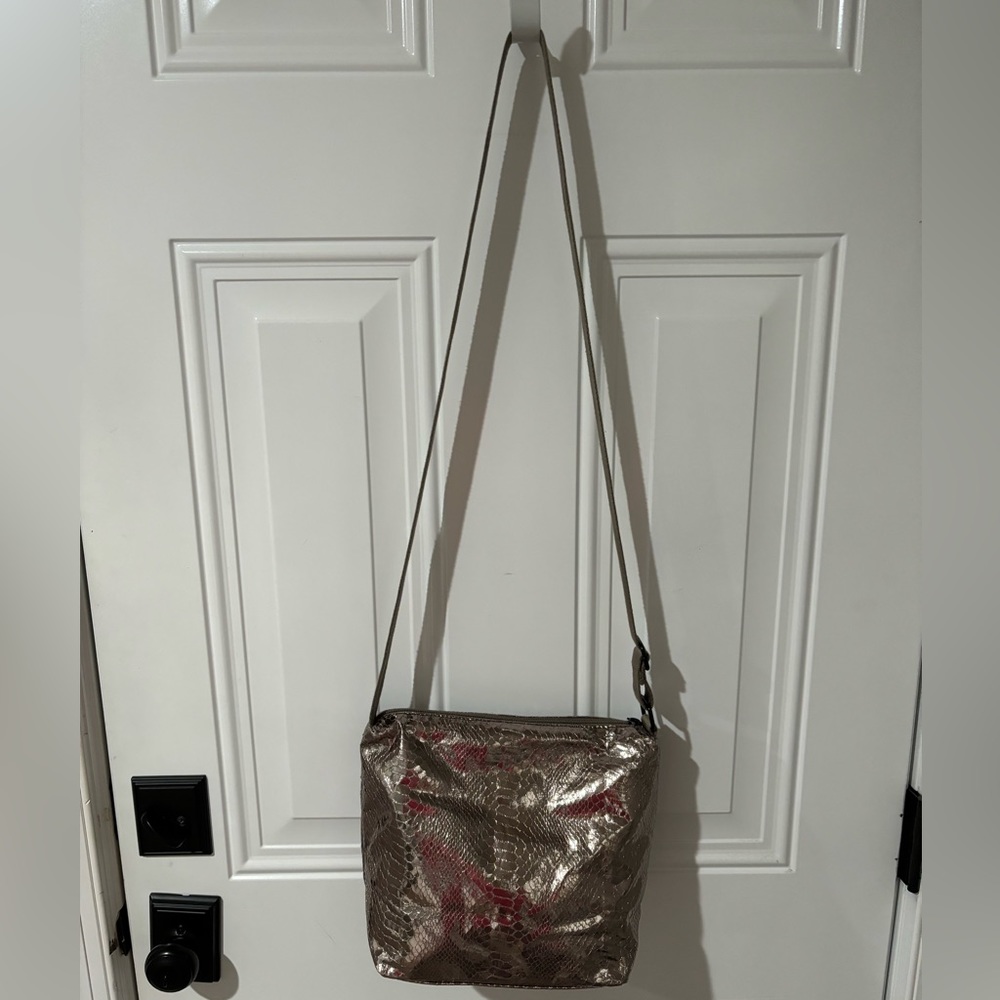 Rosetti Ladies Brown Shiny Snake Pattern Handbag 9" W x 10" H x 1.5" D New